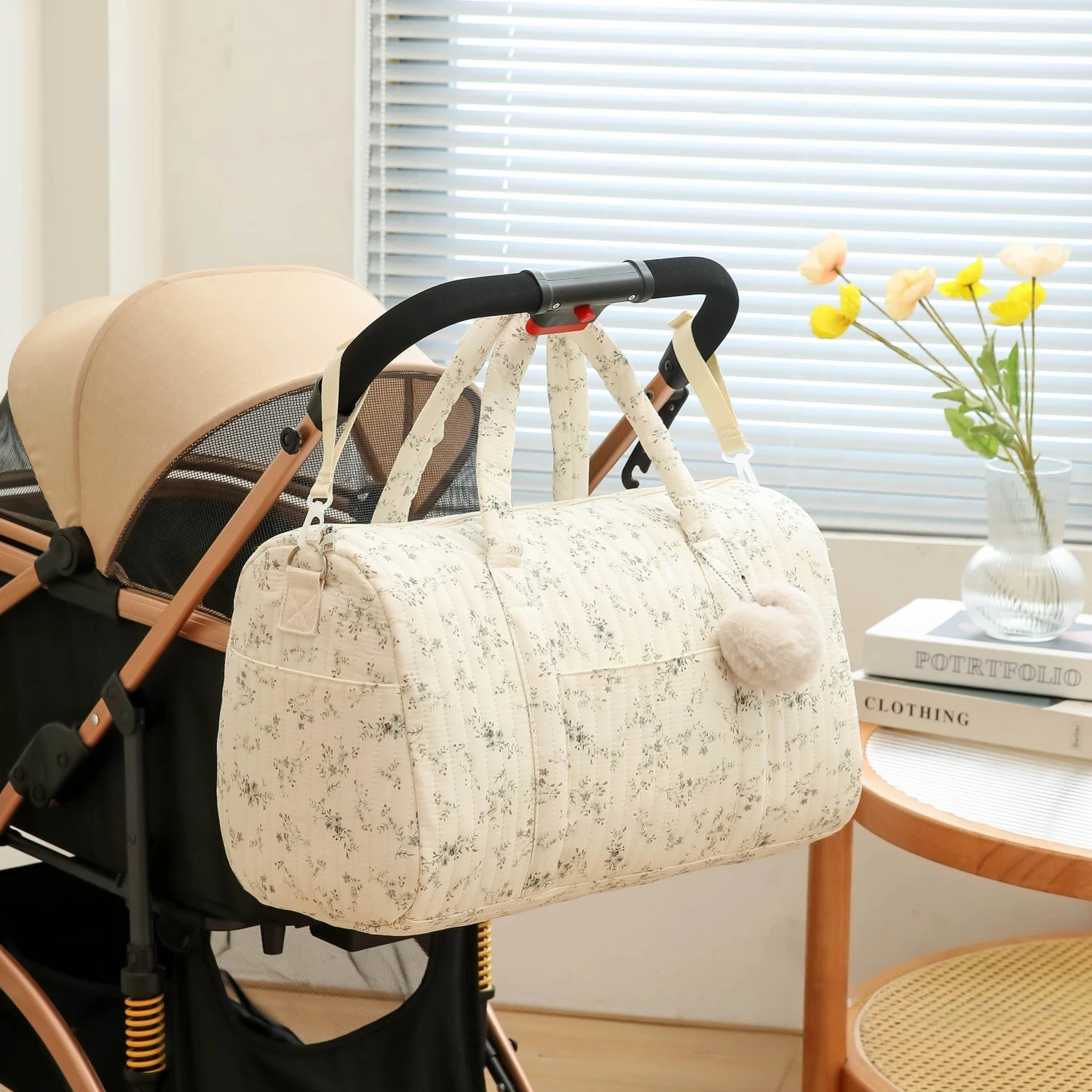 Baby Clothing Hamper - Bolsa bordada floral para mamãe, bolsa