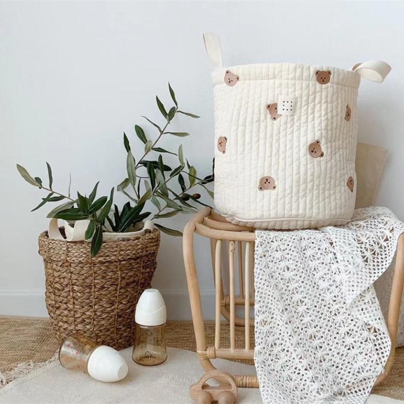 Urso bonito bordado saco de fr - Baby Clothing Hamper avaliação e preço